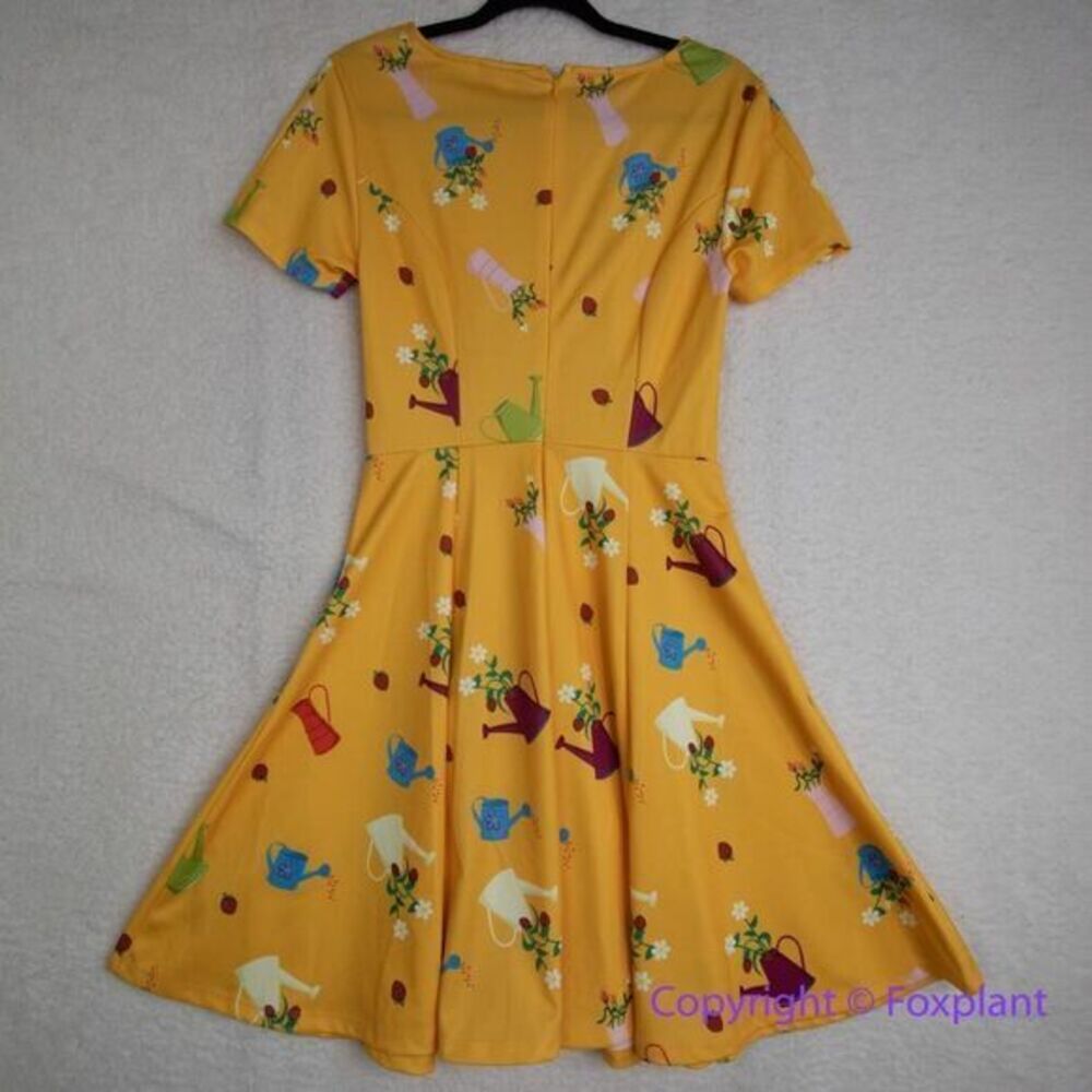 Unique Vintage Gwynnie Bee Garden‎ Party Yellow Dress, M - Picture 10 of 15